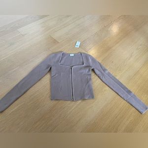 Abercrombie Zip Up Notch-Neck Top (Size: XS) NWT